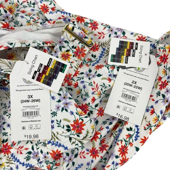 NWT TIME & TRU 2-PIECE SWIMSUIT Women’s 3X Top 2X Bottom MULTICOLOR FLORAL - Picture 8 of 9